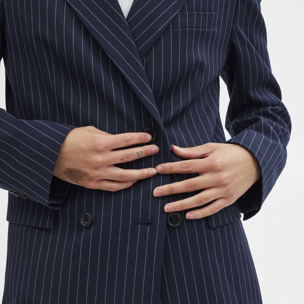 Navy/White Coach Double Breasted Blazer | COH865918