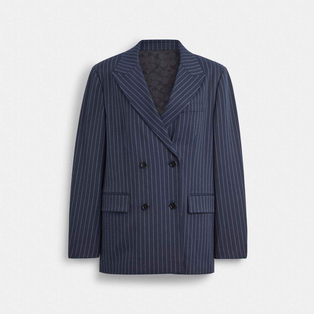 Navy/White Coach Double Breasted Blazer | COH865918