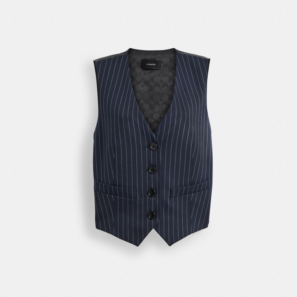 Navy/White Coach Suit Vest | COH865980