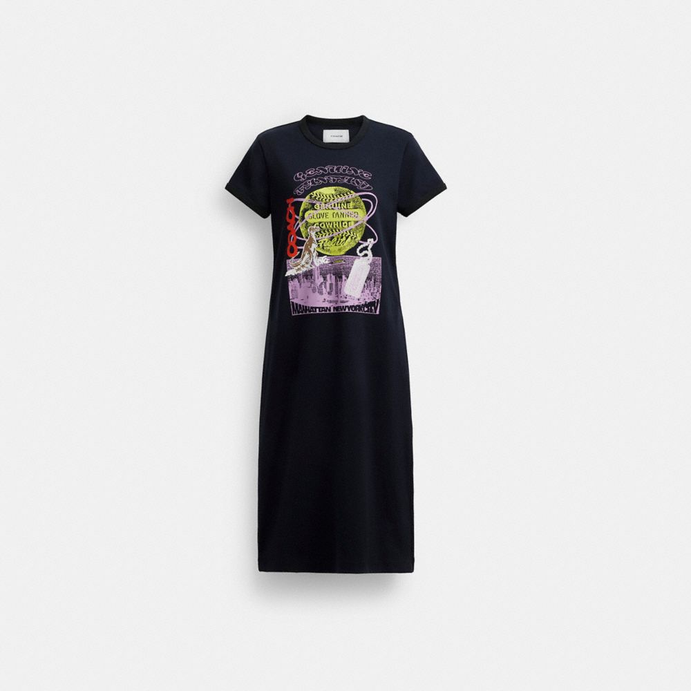 Navy Coach 90's T Shirt Dress In Organic Cotton | COH866070