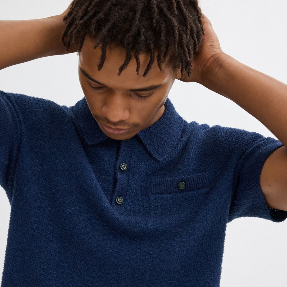 Navy Coach Knit Polo | COH866904