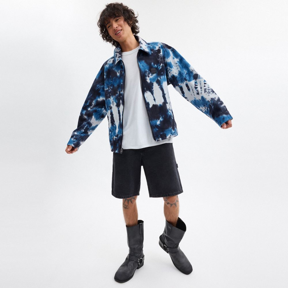 Navy Coach Tie Dye Lightweight Jacket In Regenerative Cotton | COH866879