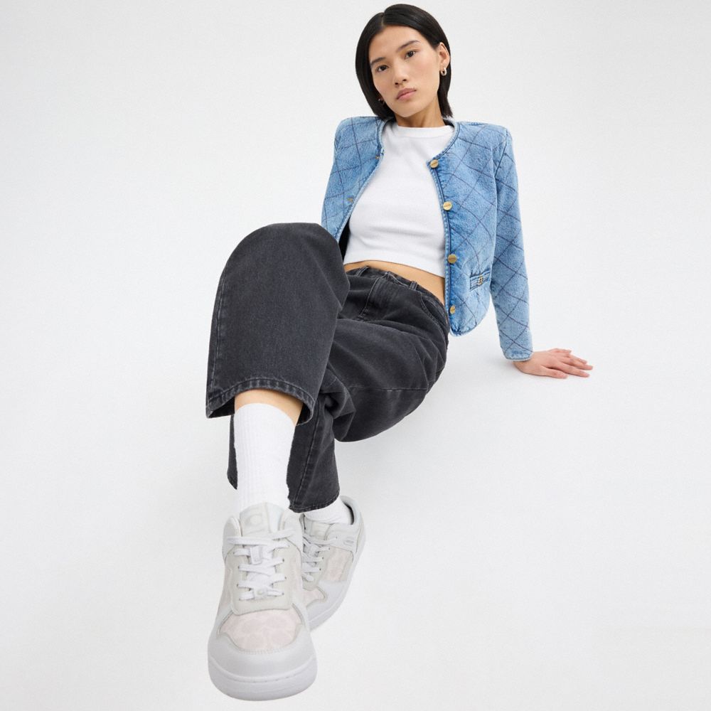 Optic White Coach C201 Low Top Sneaker In Signature Canvas | COH865816