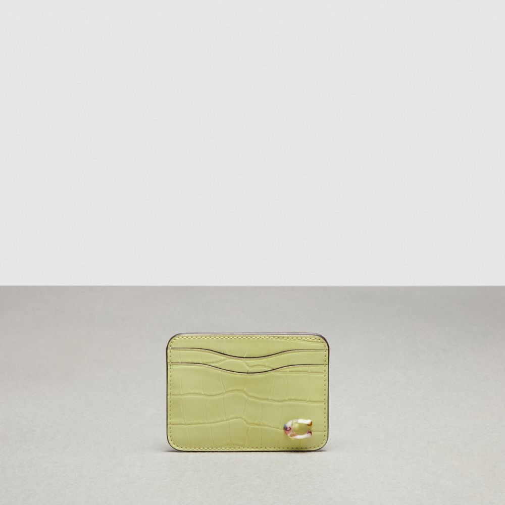 Pale Lime Coach Wavy Card Case In Croc Embossed Coachtopia Leather | COH865677