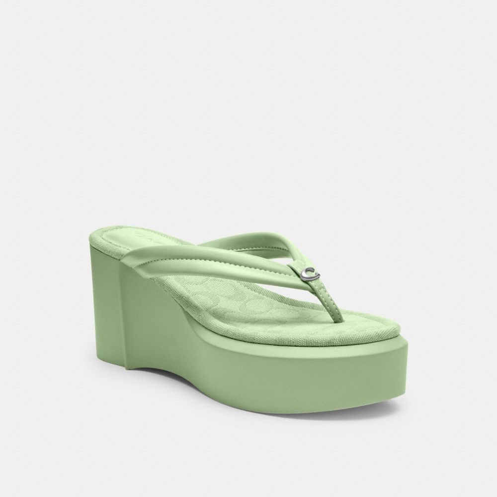 Pale Pistachio Coach Franki Flip Flop In Signature Jacquard | COH865848