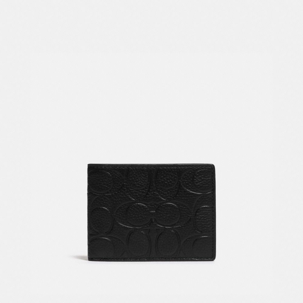 Pebble Leather/Black Coach Slim Billfold Wallet In Signature Leather | COH866710