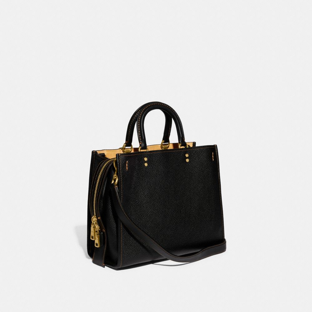 Pebble Leather/Brass/Black Coach Rogue Bag In Regenerative Leather | COH864932