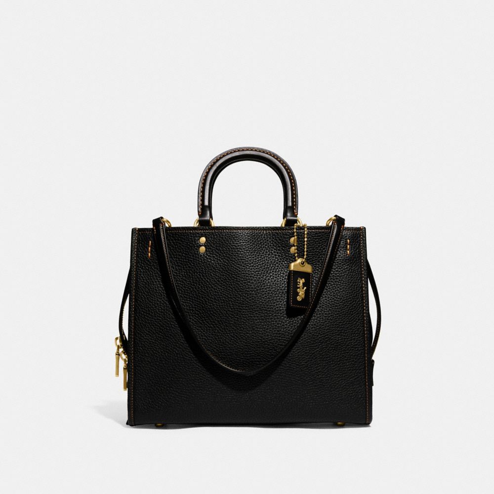Pebble Leather/Brass/Black Coach Rogue Bag In Regenerative Leather | COH864932
