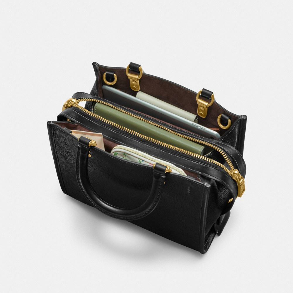 Pebble Leather/Brass/Black Coach Rogue Bag 25 | COH865073
