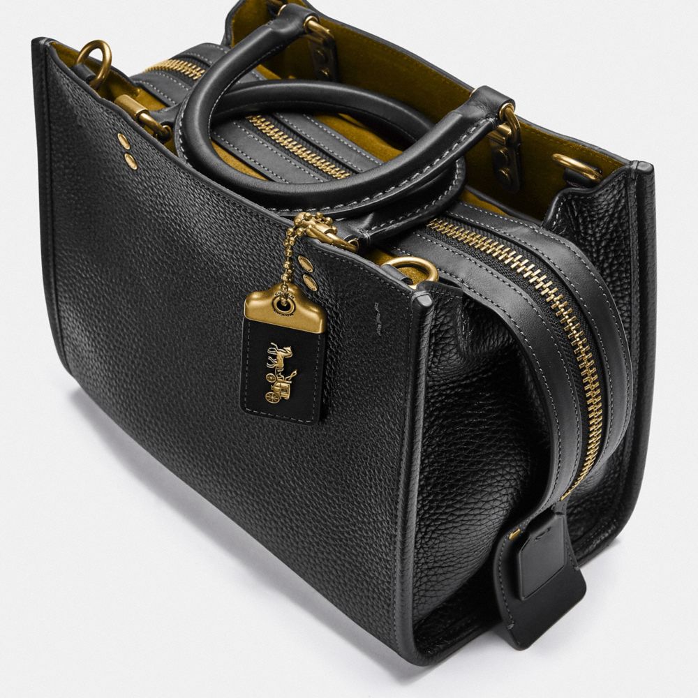 Pebble Leather/Brass/Black Coach Rogue Bag 25 | COH865073