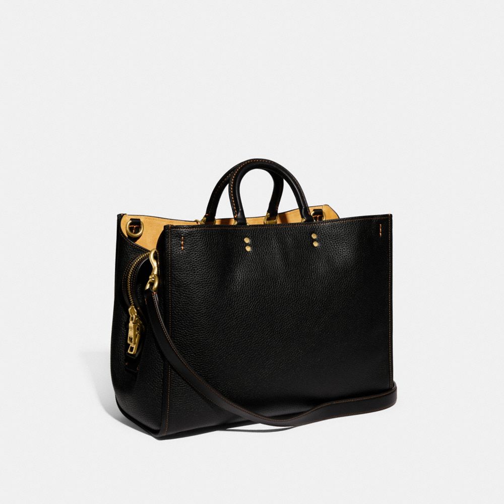 Pebble Leather/Brass/Black Coach Rogue Bag 39 In Regenerative Leather | COH865161