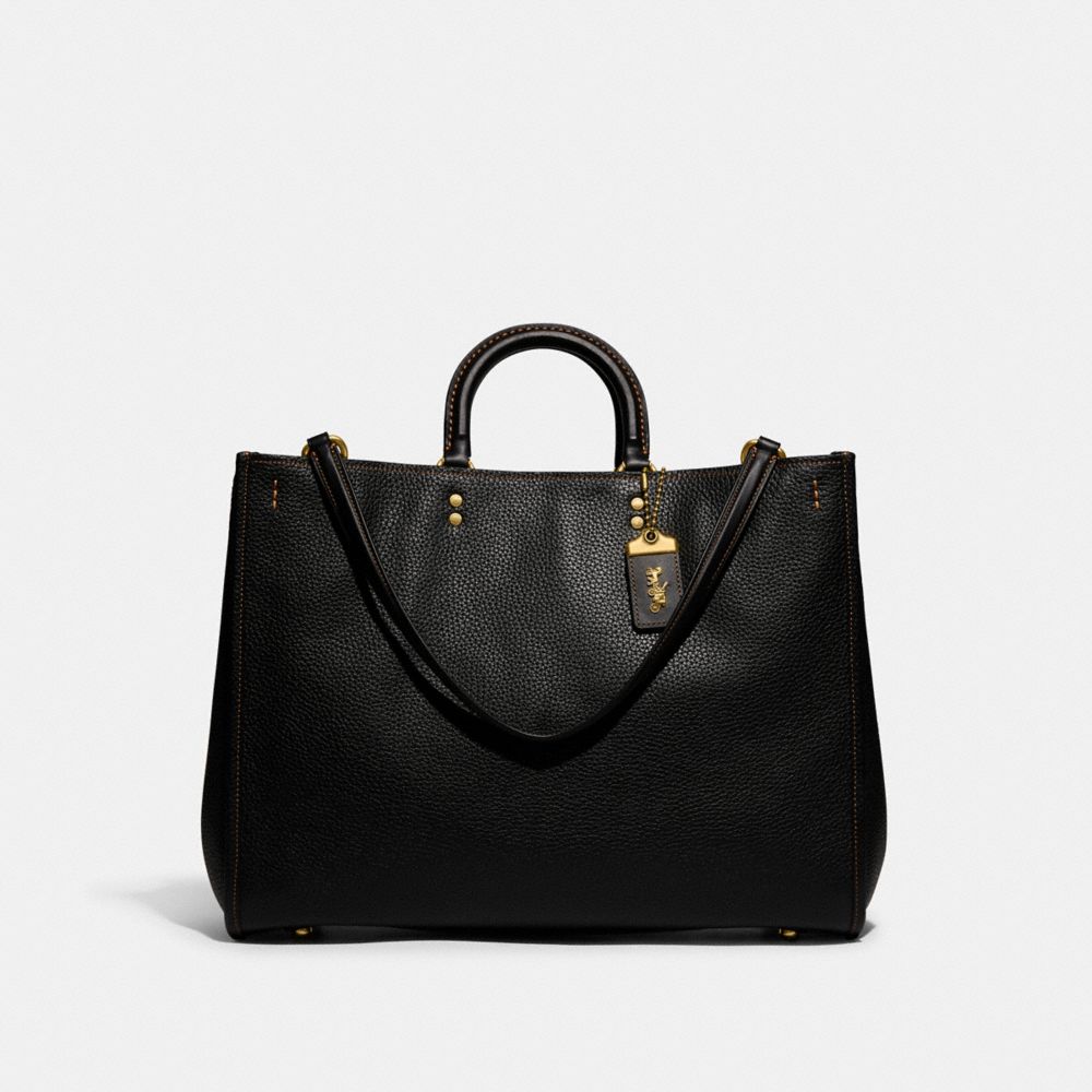 Pebble Leather/Brass/Black Coach Rogue Bag 39 In Regenerative Leather | COH865161