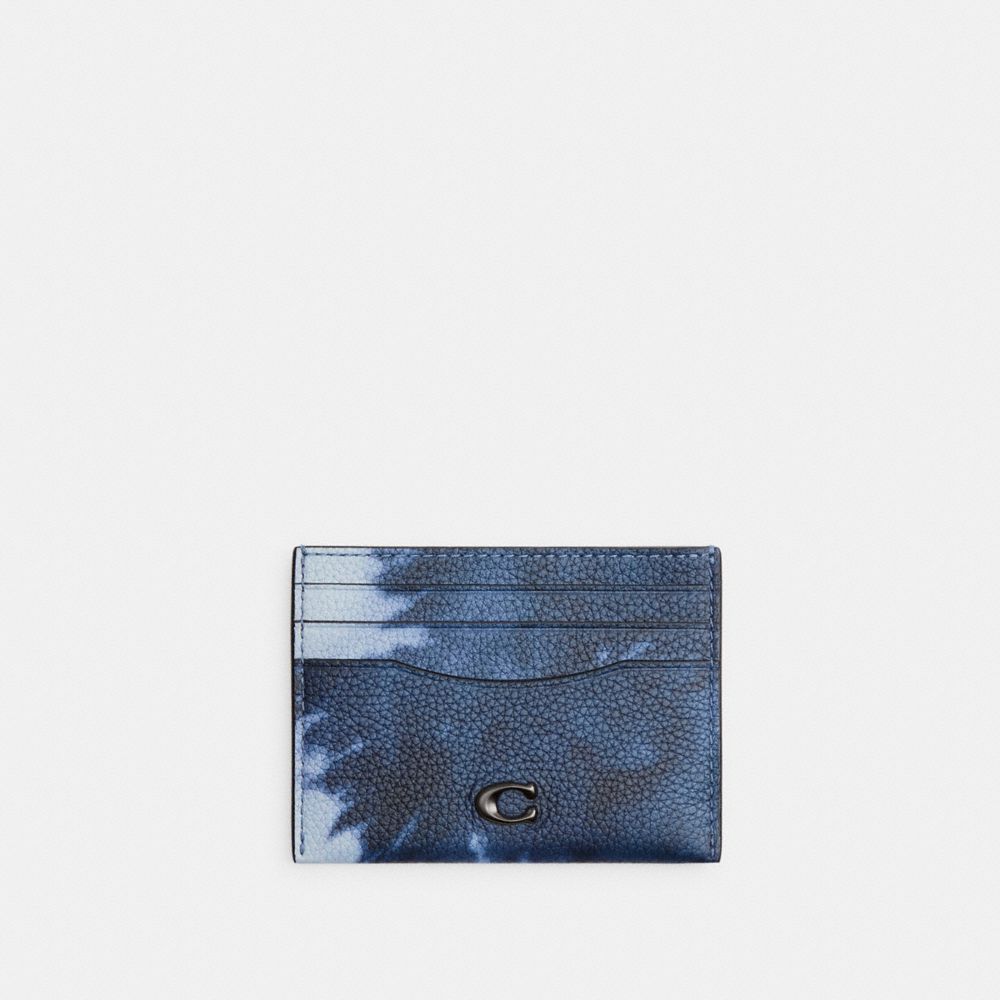 Pebble Leather/Midnight Navy Multi Coach Card Case With Tie Dye Print | COH866774