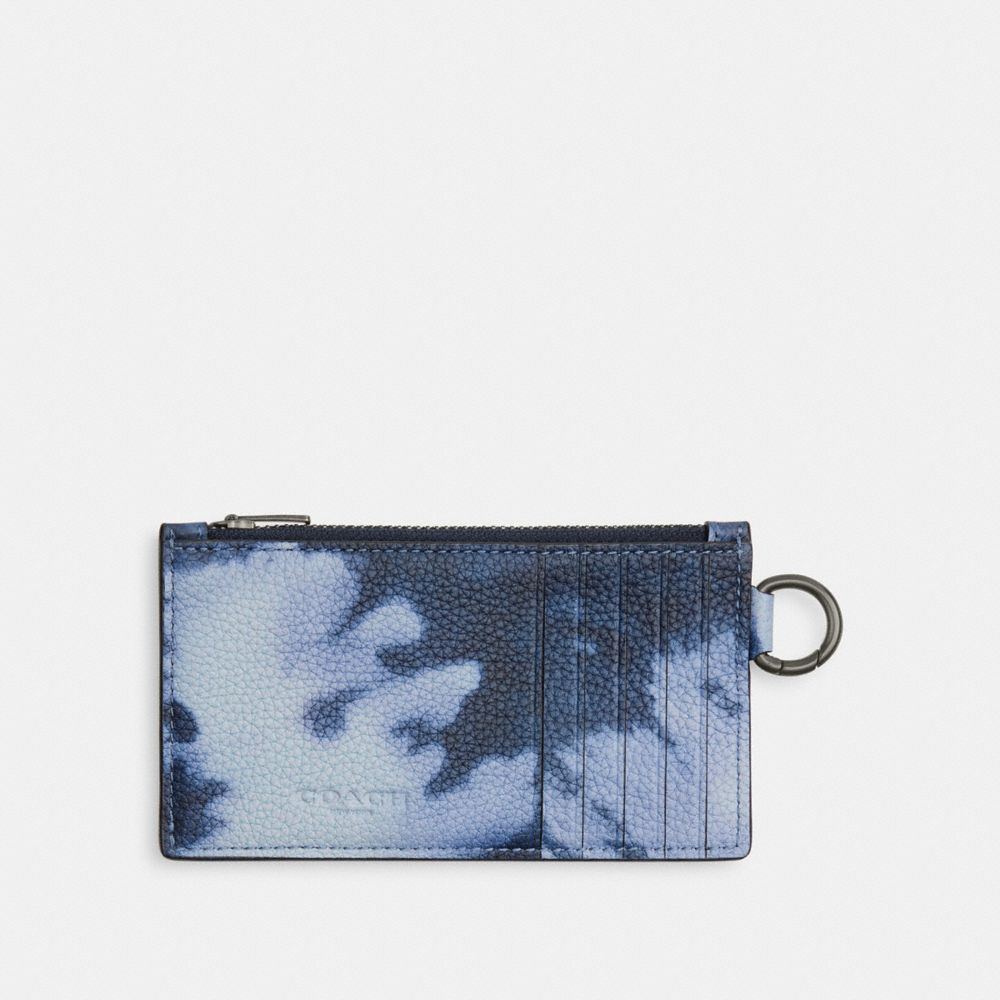 Pebble Leather/Midnight Navy Multi Coach Zip Card Case With Tie Dye Print | COH866778