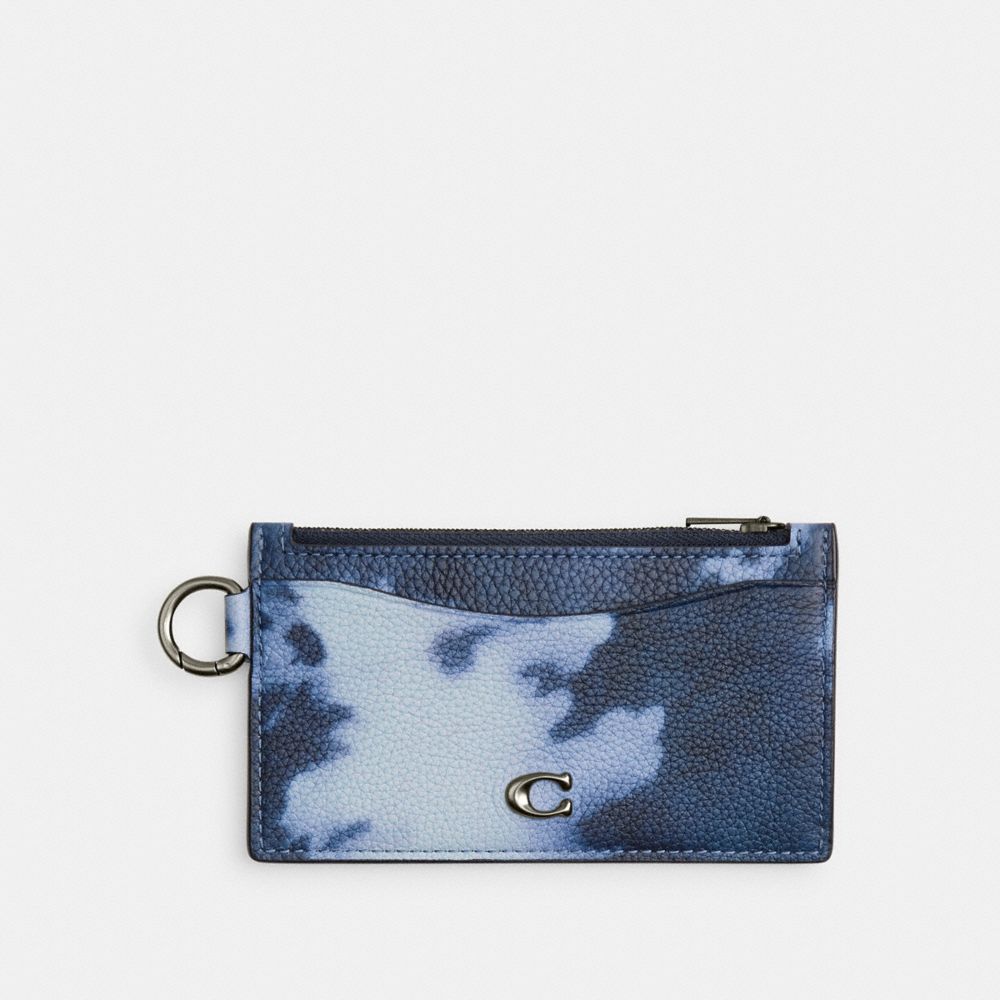 Pebble Leather/Midnight Navy Multi Coach Zip Card Case With Tie Dye Print | COH866778