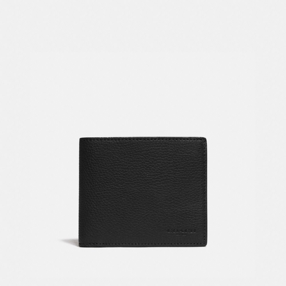 Pebble Leather/Signature Coated Canvas/Black/Khaki Coach 3 In 1 Wallet With Signature Canvas Detail | COH866720