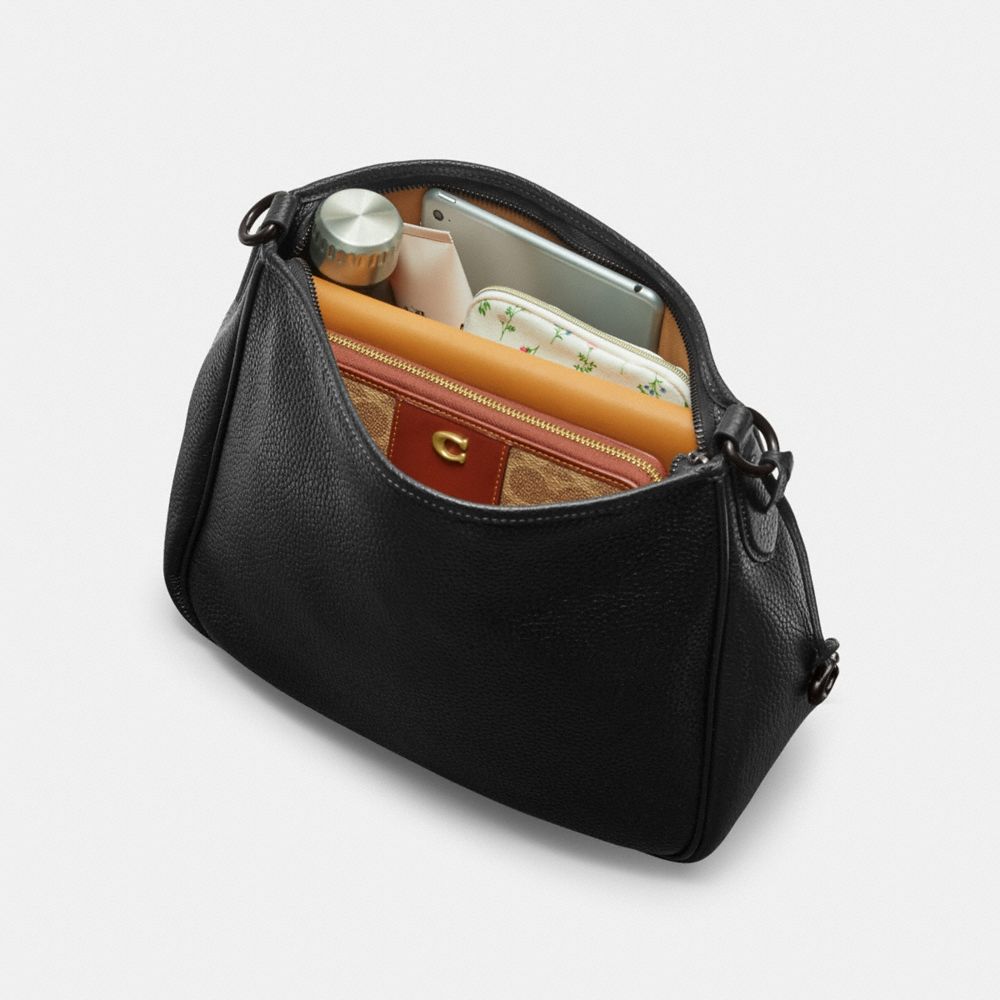 Pebble Leather/Silver/Grey Blue Coach Cary Shoulder Bag | COH864733
