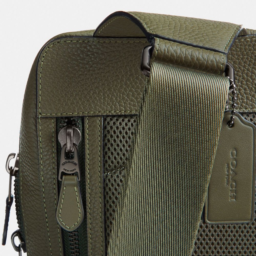 Pebble Leather/Smooth Leather/Army Green Coach Gotham Pack | COH866562