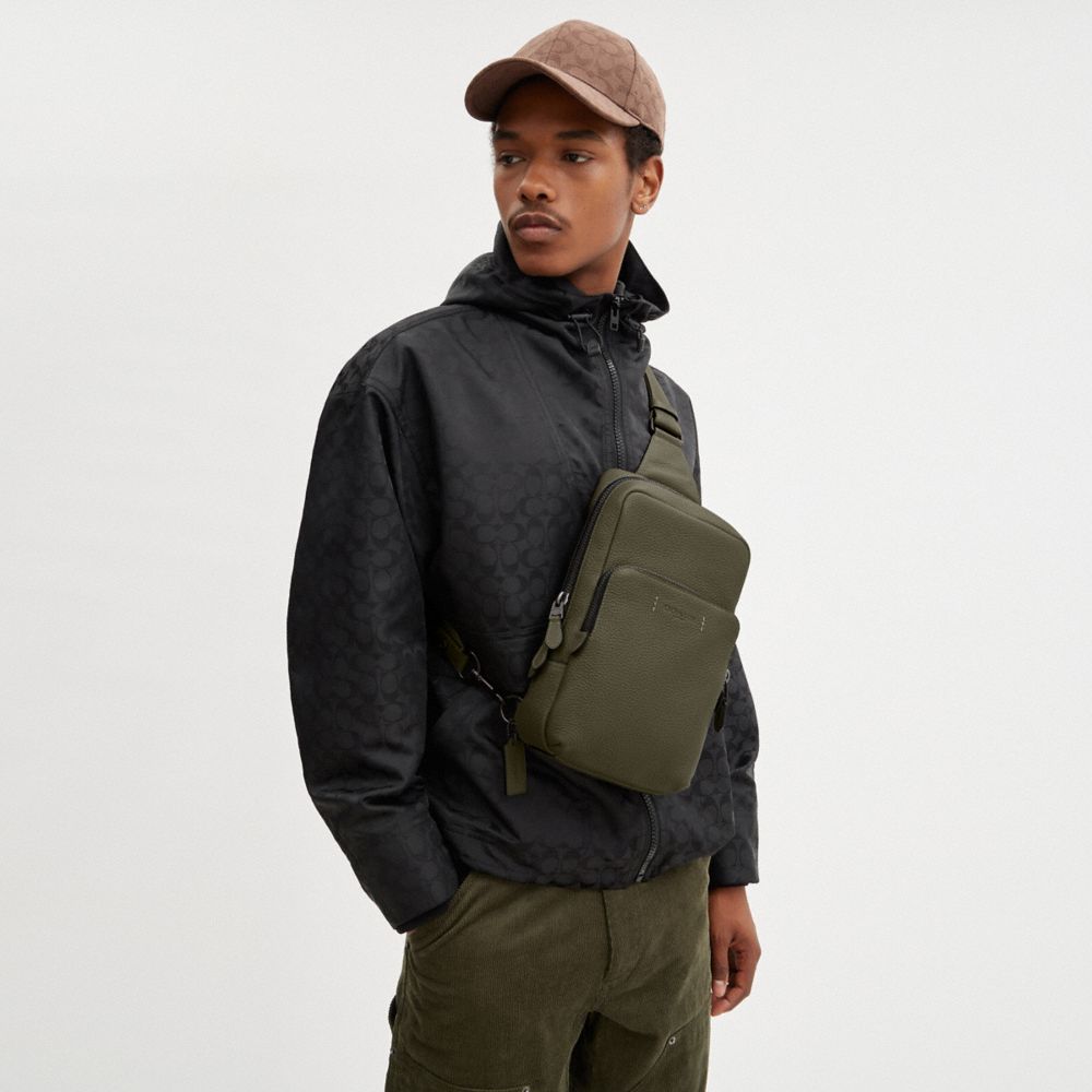 Pebble Leather/Smooth Leather/Army Green Coach Gotham Pack | COH866562