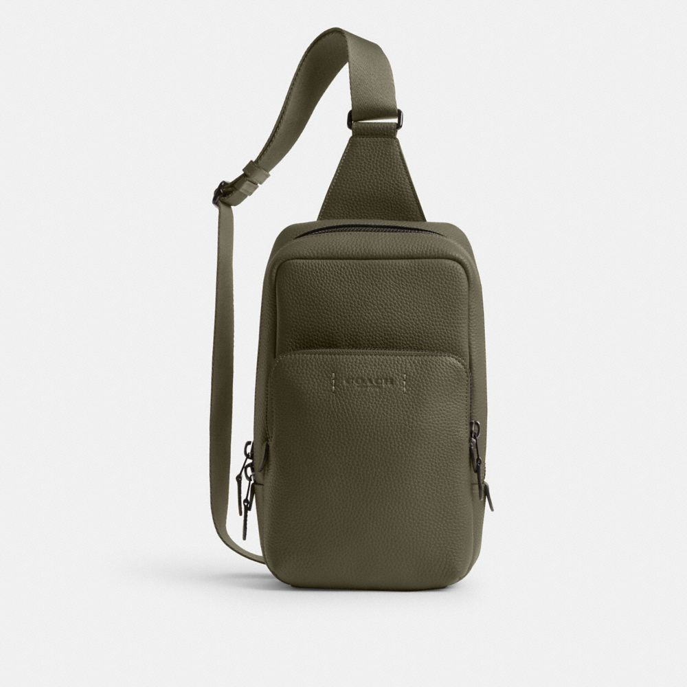Pebble Leather/Smooth Leather/Army Green Coach Gotham Pack | COH866562