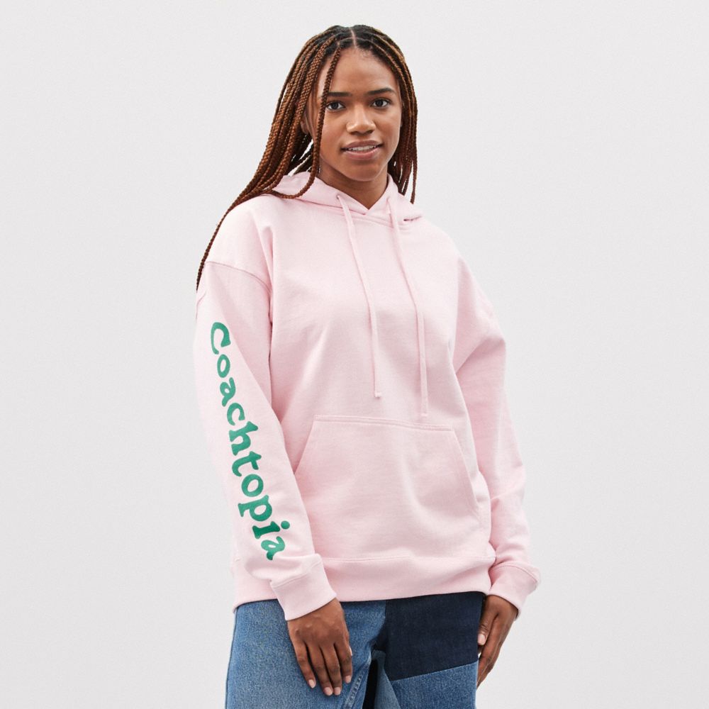 Pink/Multi Coach Hoodie In 100% Recycled Cotton: 3 Clouds | COH866898