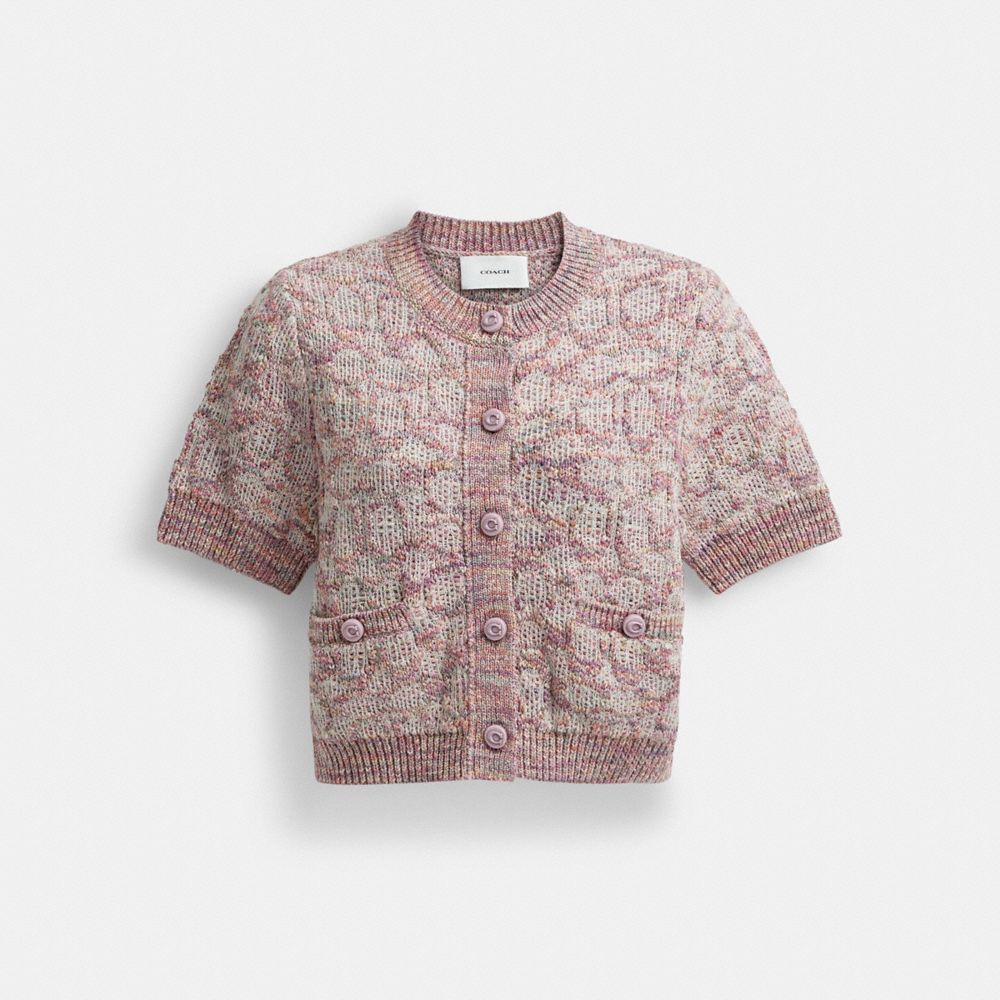 Pink/Multi Coach Short Sleeve Knit Top | COH866004
