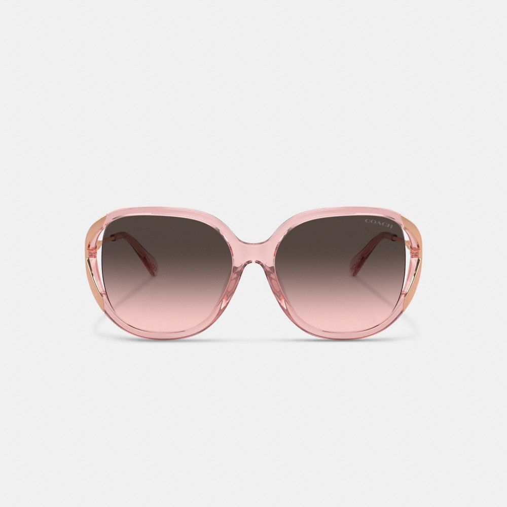 Pink/Rose Gold Coach Bandit Oversized Square Sunglasses | COH866329