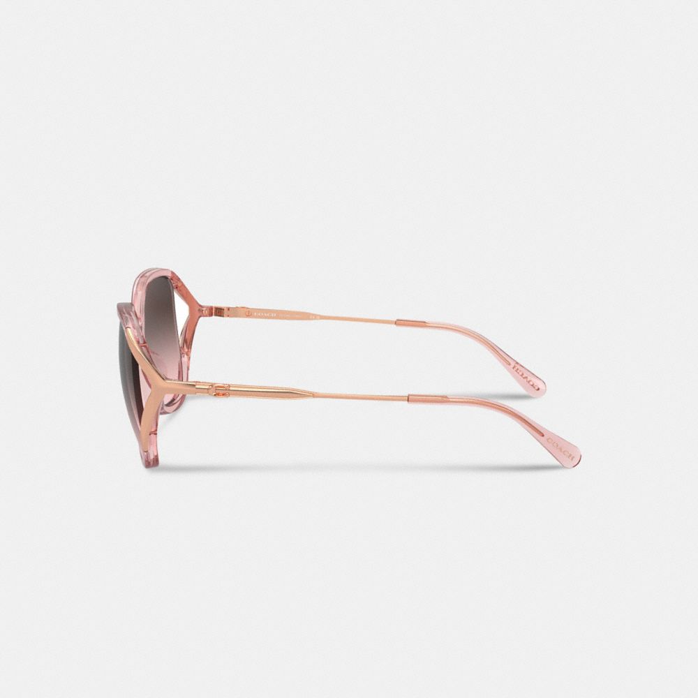 Pink/Rose Gold Coach Bandit Oversized Square Sunglasses | COH866329