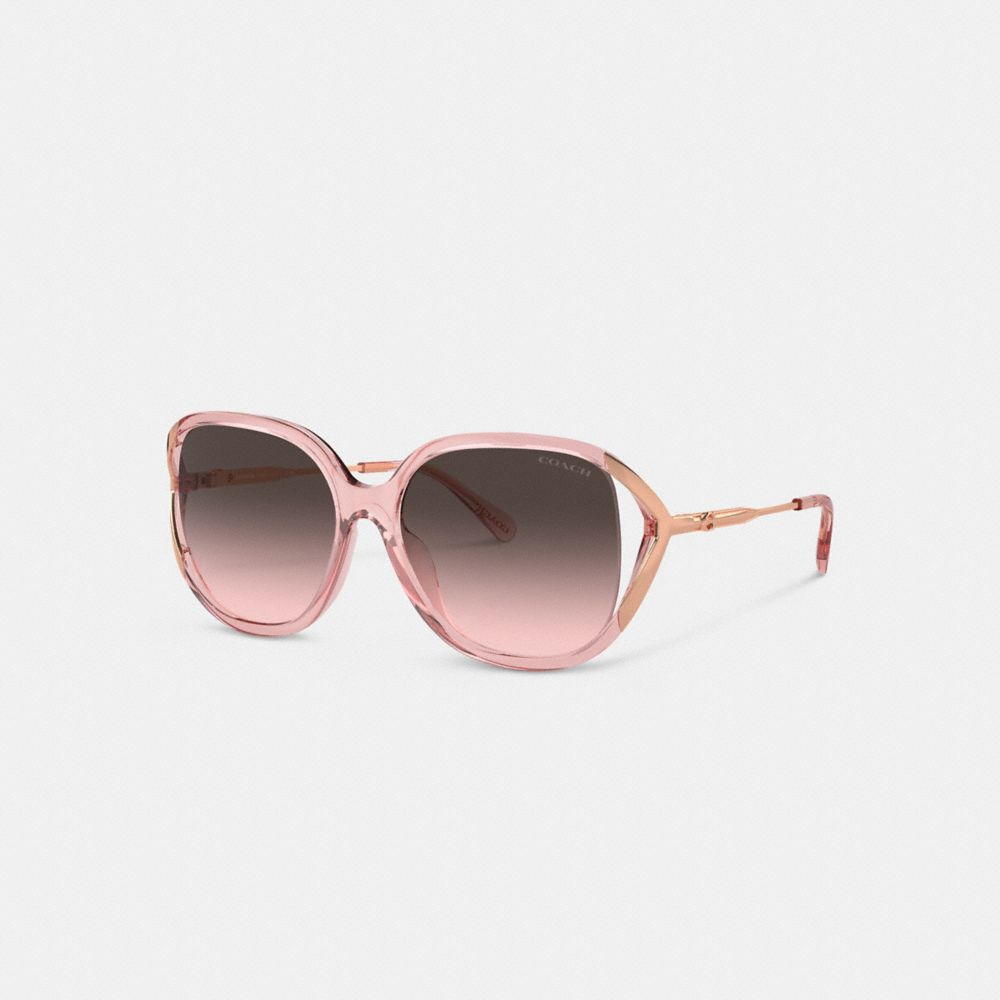 Pink/Rose Gold Coach Bandit Oversized Square Sunglasses | COH866329