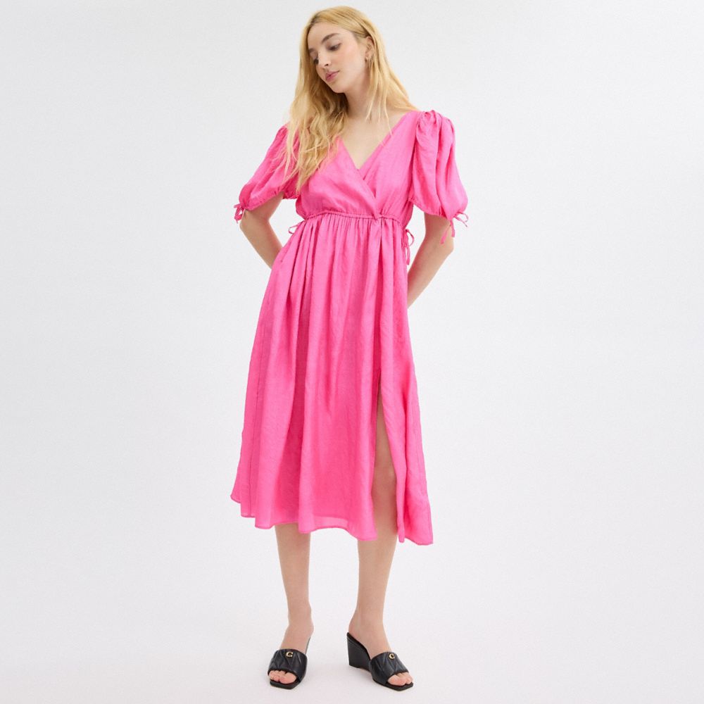 Pink Coach Long Dress With Ties | COH866071