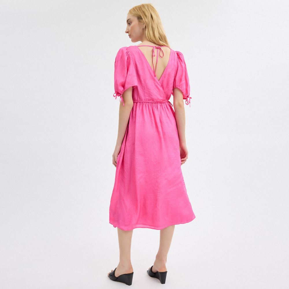 Pink Coach Long Dress With Ties | COH866071