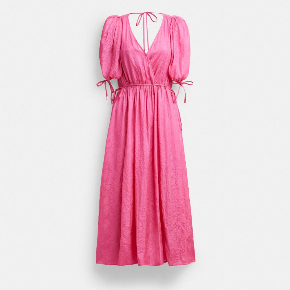 Pink Coach Long Dress With Ties | COH866071