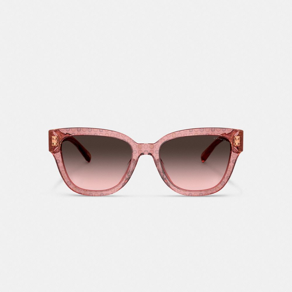 Pink Floral Coach Signature Round Sunglasses | COH866334