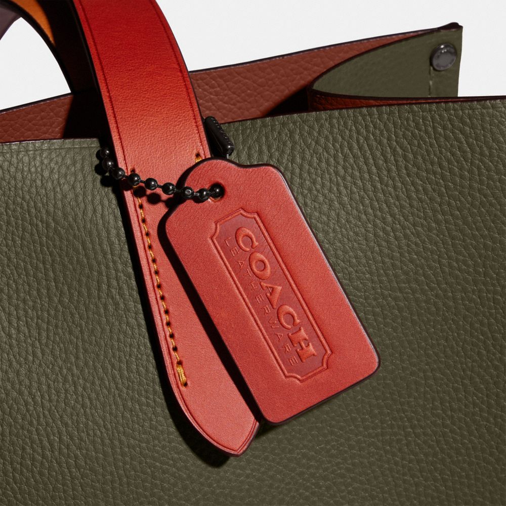 Polished Pebble Leather/Army Green Coach Relay Tote Bag 34 | COH865045