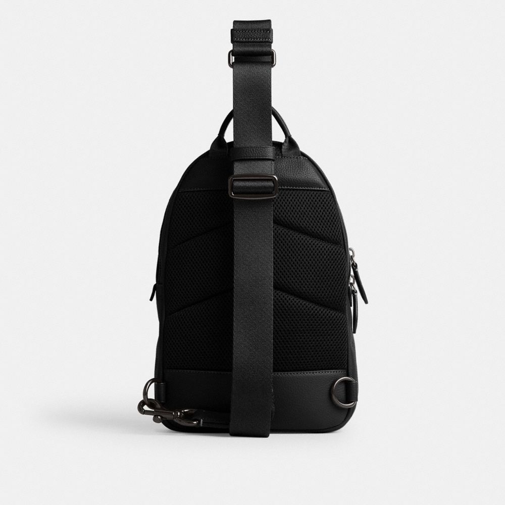 Polished Pebble Leather/Black Coach Charter Pack | COH866589