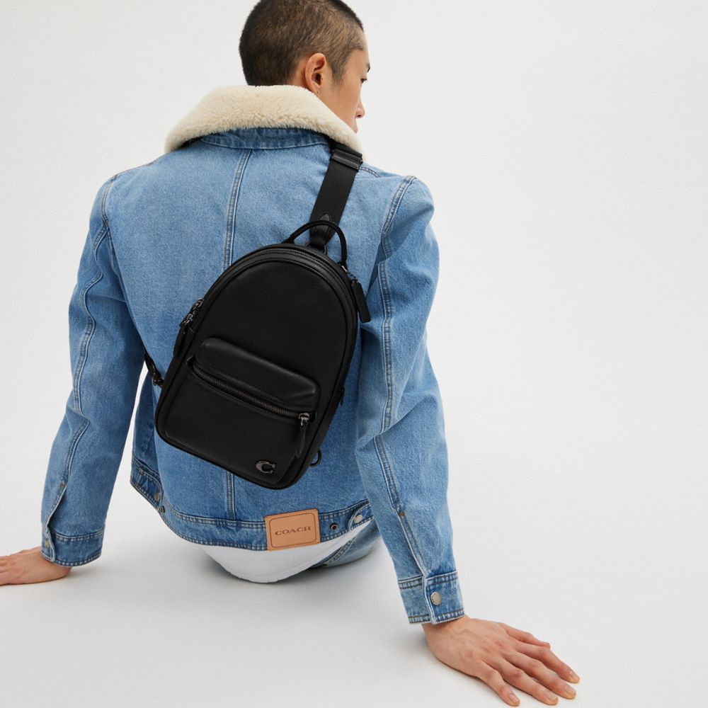 Polished Pebble Leather/Black Coach Charter Pack | COH866589