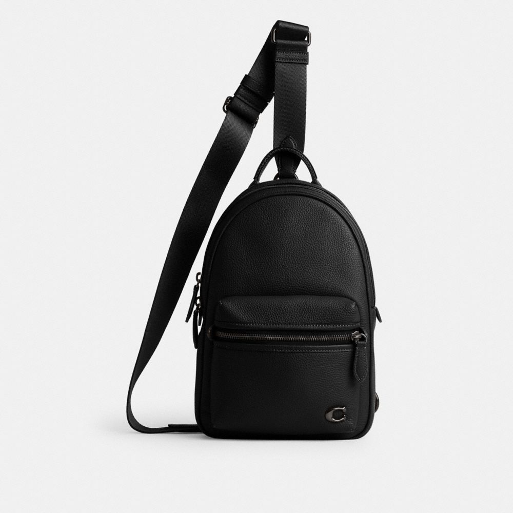 Polished Pebble Leather/Black Coach Charter Pack | COH866589