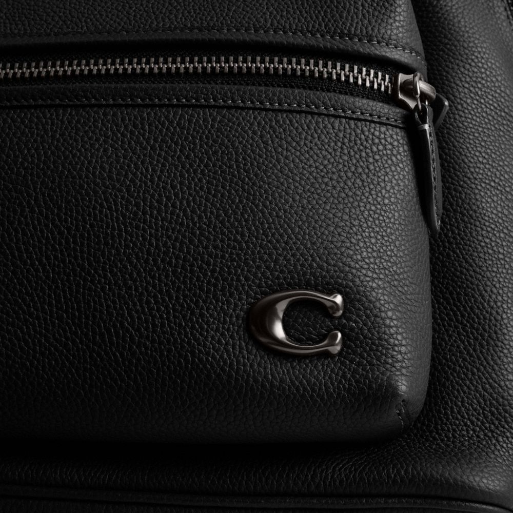 Polished Pebble Leather/Black Coach Charter Backpack | COH865472