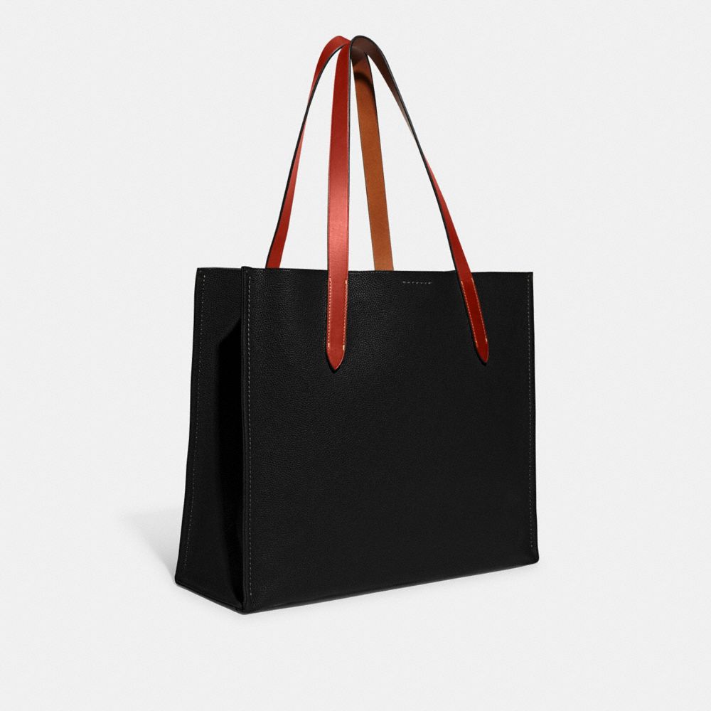 Polished Pebble Leather/Black Coach Relay Tote Bag | COH866646