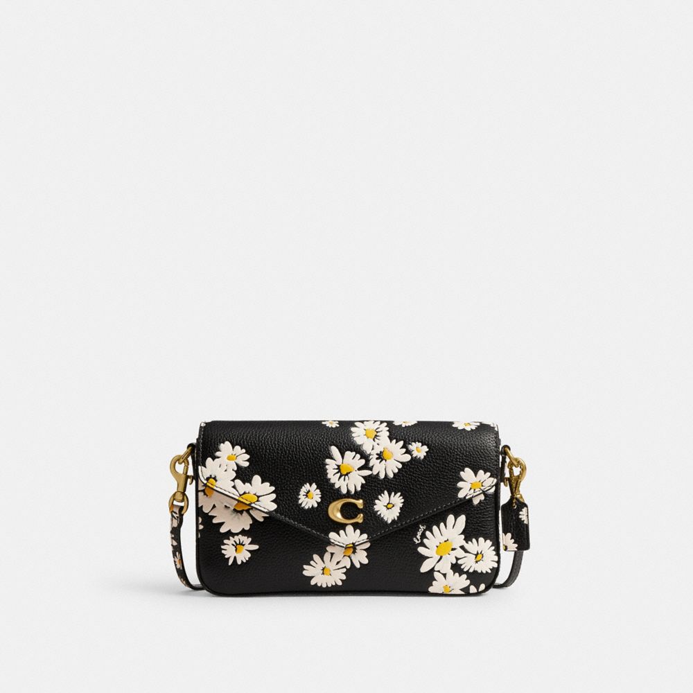 Polished Pebble Leather/Brass/Black Multi Coach Wyn Crossbody Bag With Floral Print | COH865429