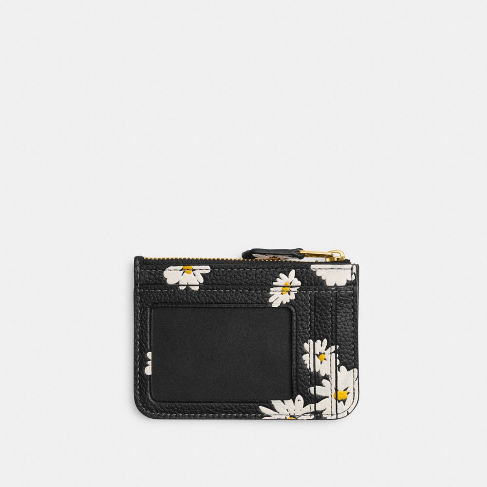 Polished Pebble Leather/Brass/Black Multi Coach Mini Skinny Id Case With Floral Print | COH865603
