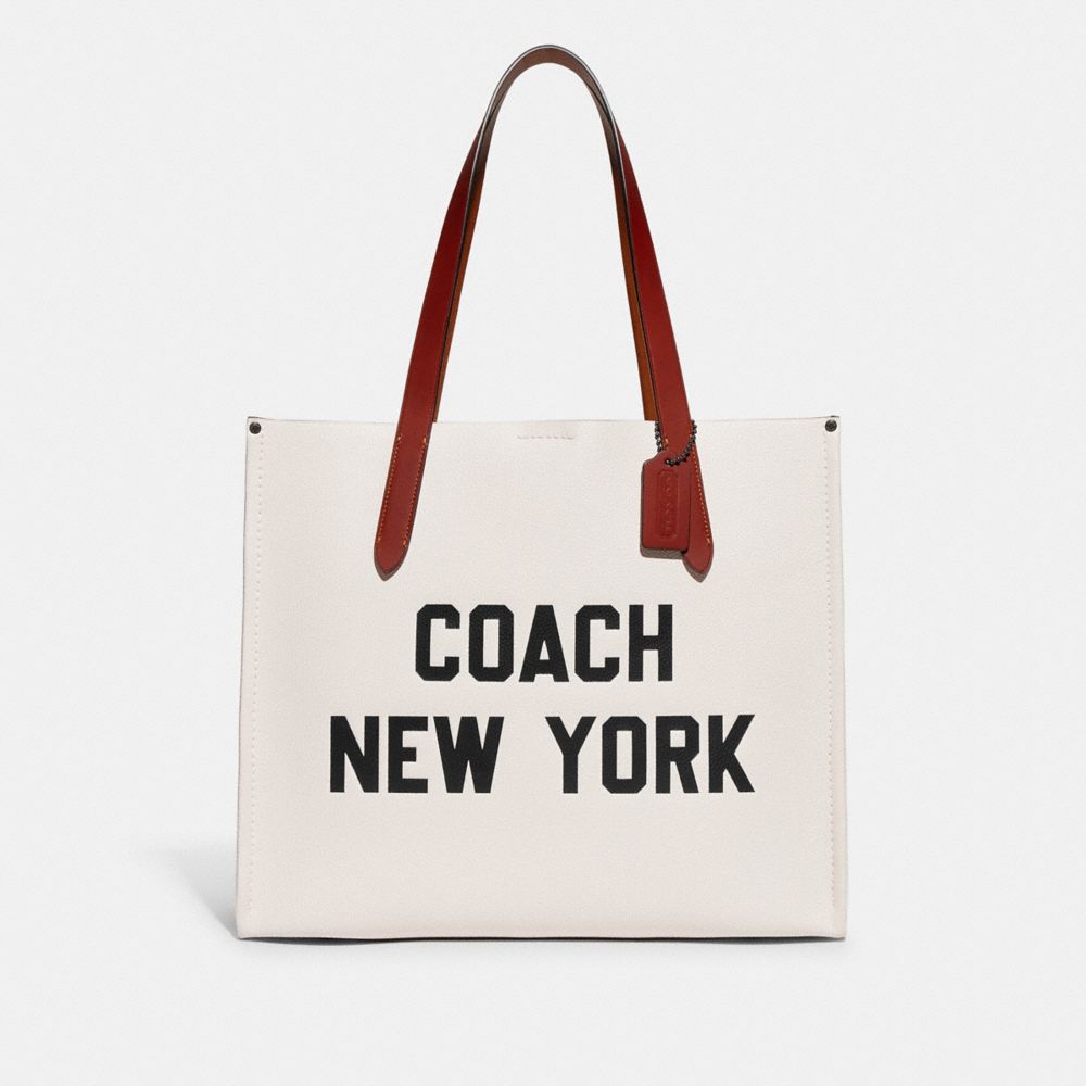 Polished Pebble Leather/Chalk Multi Coach Relay Tote Bag With Graphic | COH866527