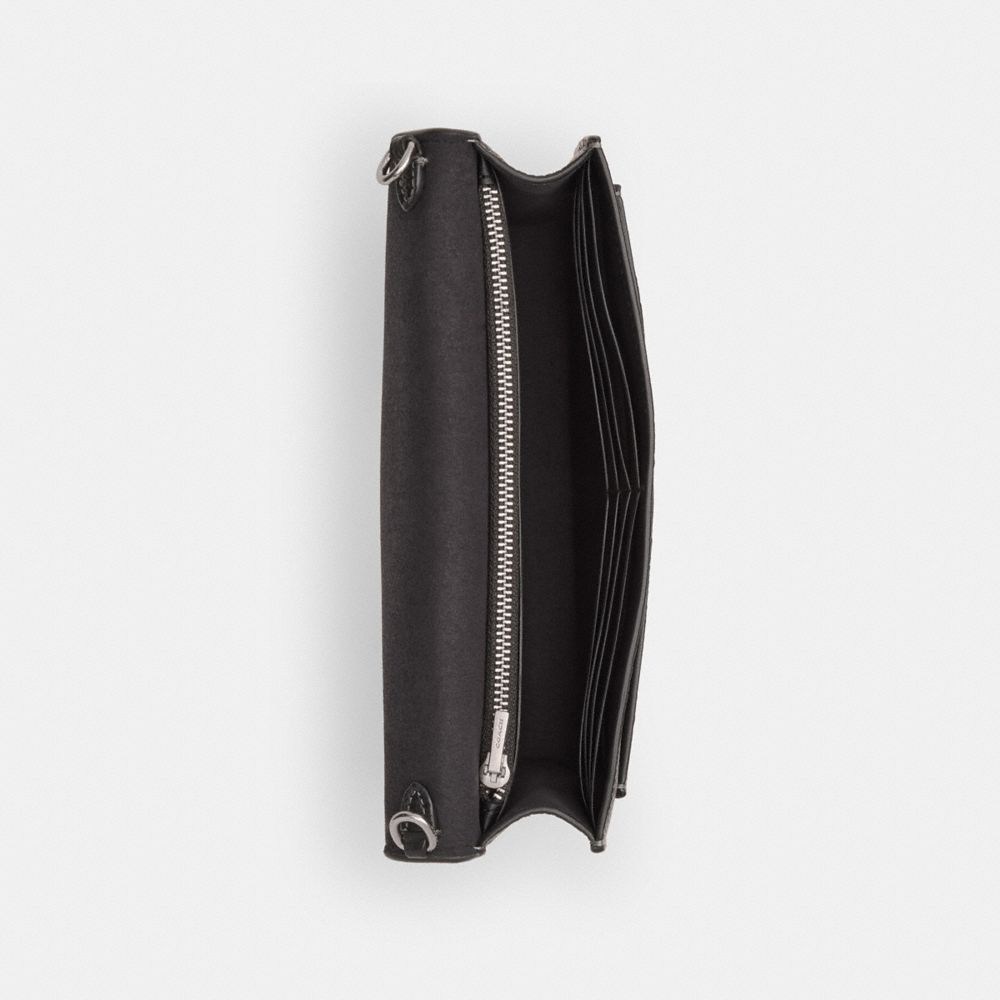 Polished Pebble Leather/Silver/Black Coach Tabby Chain Clutch | COH865214