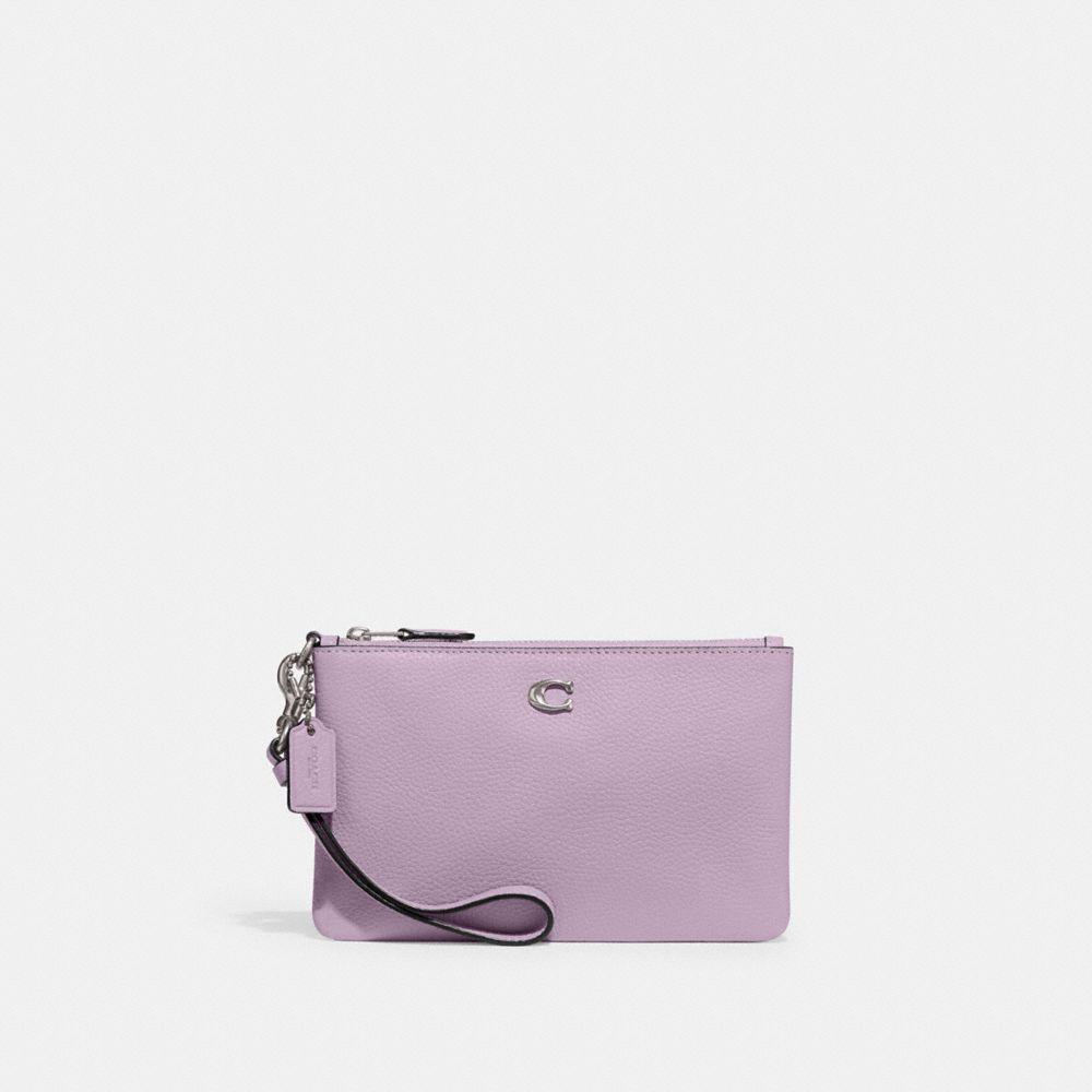 Polished Pebble Leather/Silver/Soft Purple Coach Small Wristlet | COH865622