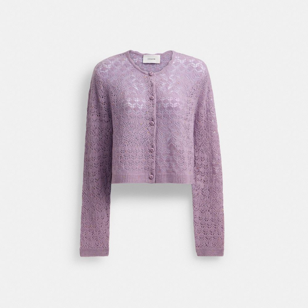 Purple Coach Lace Knit Cardigan | COH865951