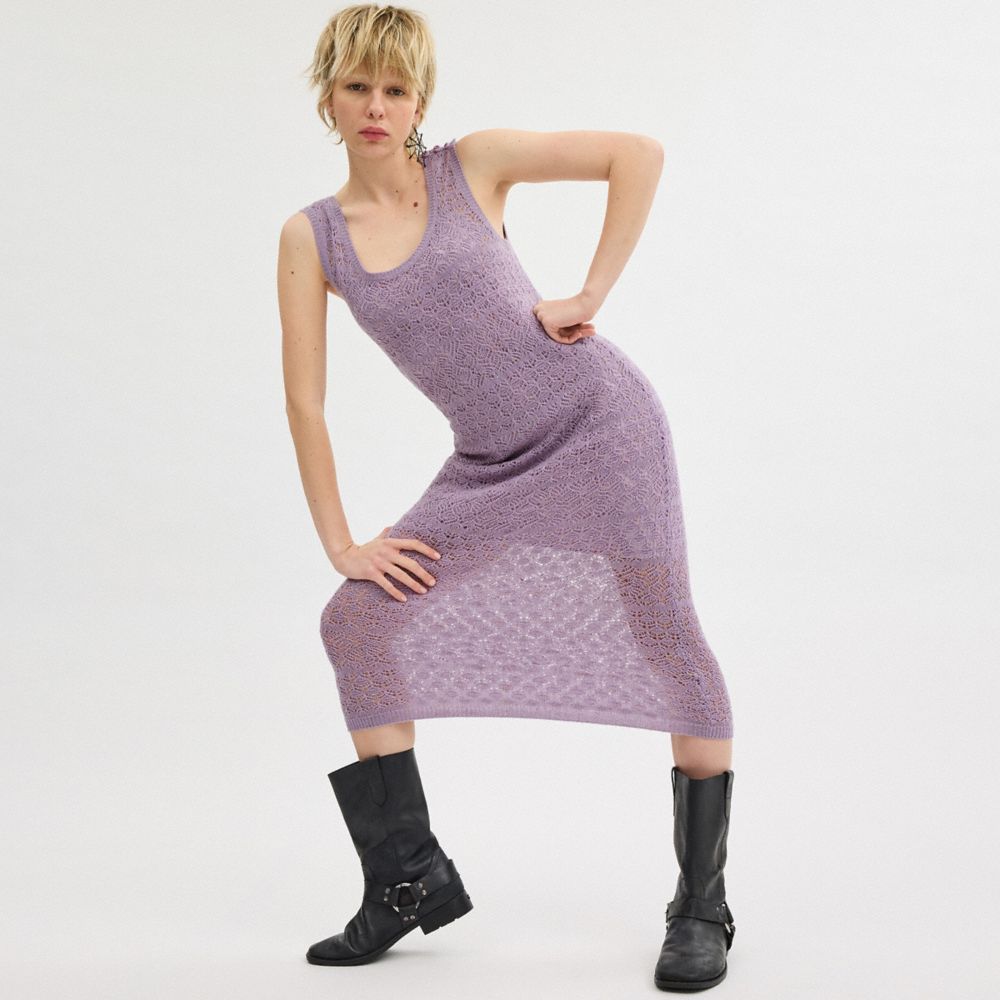 Purple Coach Lace Knit Dress | COH866063