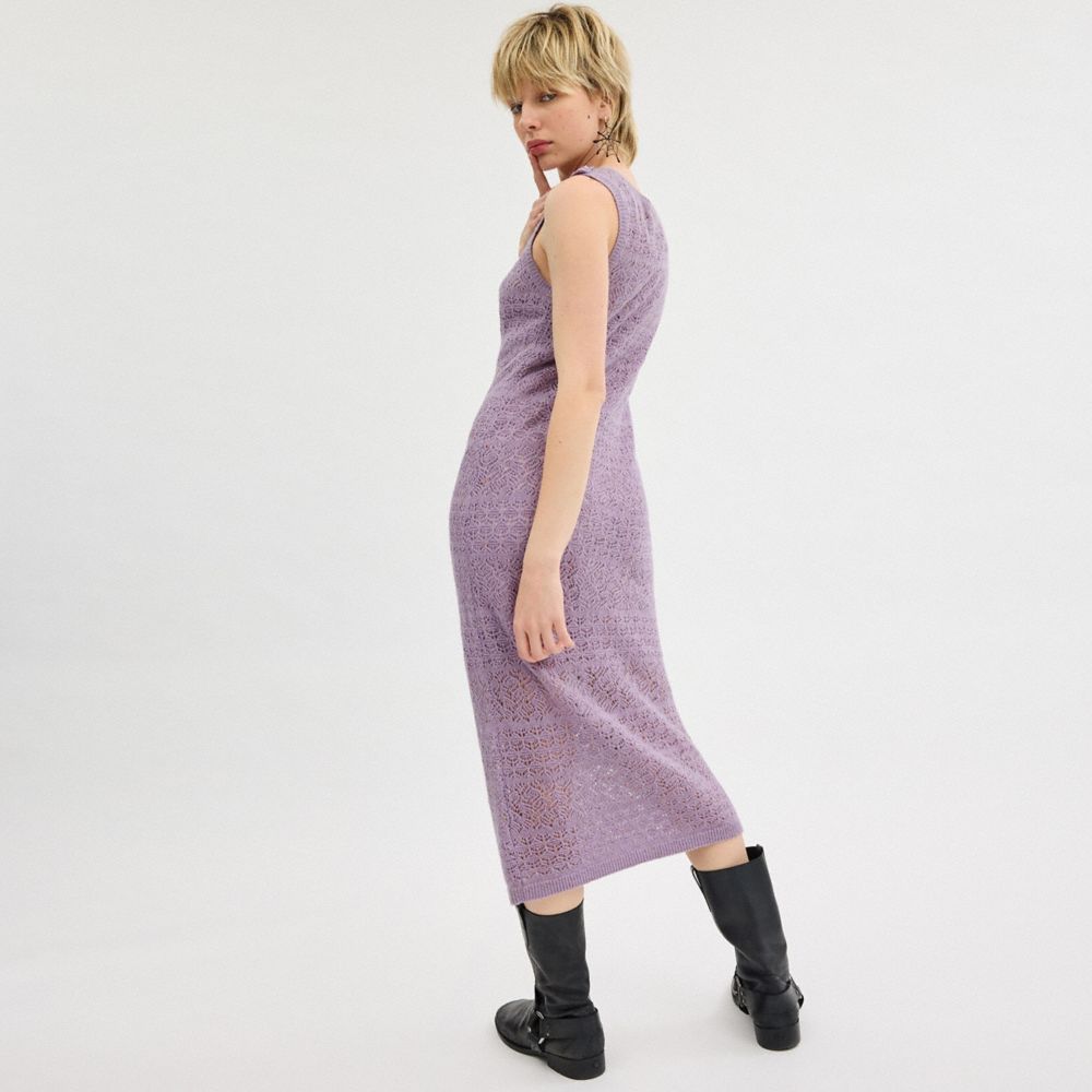 Purple Coach Lace Knit Dress | COH866063