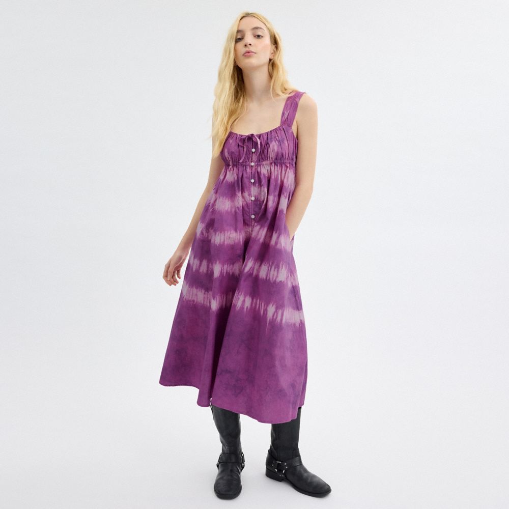 Purple Coach Tie Dye Sleeveless Dress In Organic Cotton | COH866069