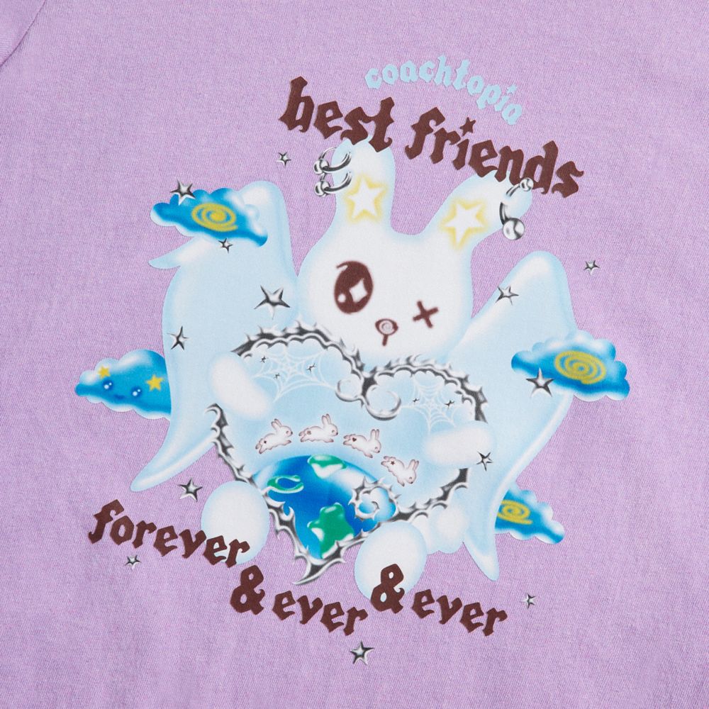 Purple Multi Coach Cropped Tee: Best Friends Bunny | COH865971