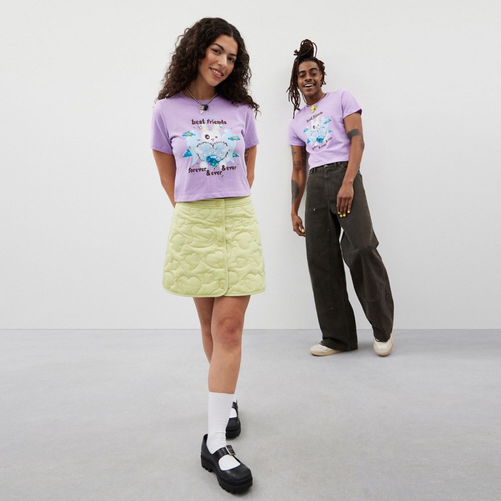 Purple Multi Coach Cropped Tee: Best Friends Bunny | COH865971